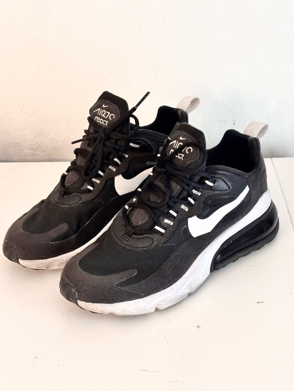 Nike Air Max 270 React Black White Sneakers #AT6174-004, Size 6.5